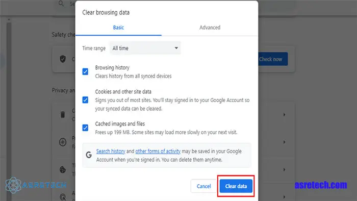 پاك كردن كش مرورگر کروم مرحله آخر
