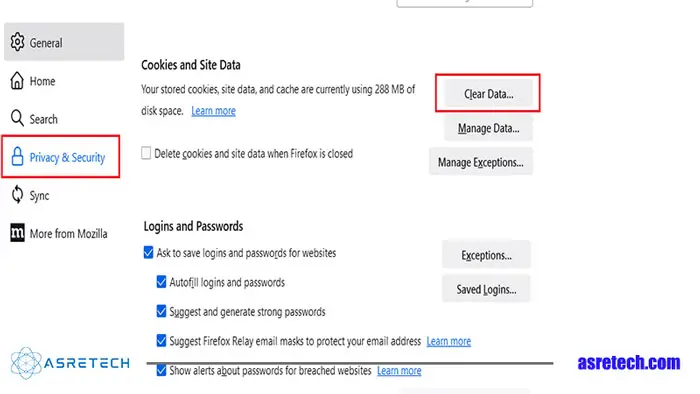پاك كردن كش مرورگر فایرفاکس کامپیوتر